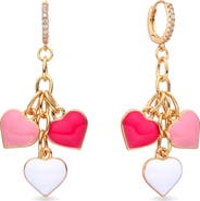 EYE CANDY LOS ANGELES Enamel Hearts Drop Huggie Hoop Earrings