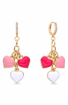 EYE CANDY LOS ANGELES Enamel Hearts Drop Huggie Hoop Earrings