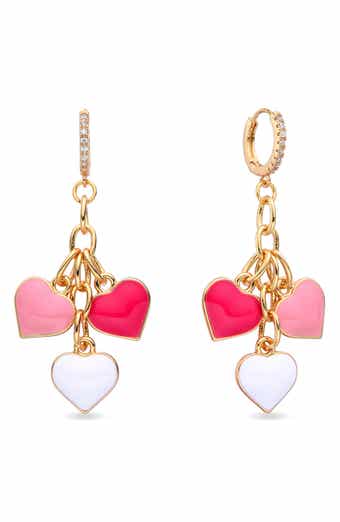 EYE CANDY LOS ANGELES Enamel Hearts Drop Huggie Hoop Earrings