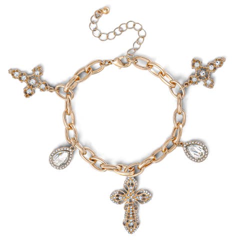 Crystal Cross Charm Bracelet
