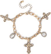 Jessica Simpson Crystal Cross Charm Bracelet