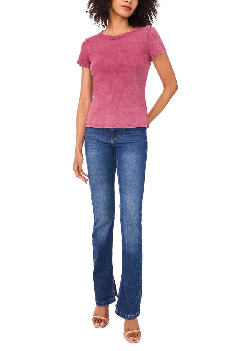 Ribbed Washed T-Shirt, Alternate, color, RHODODENDRON