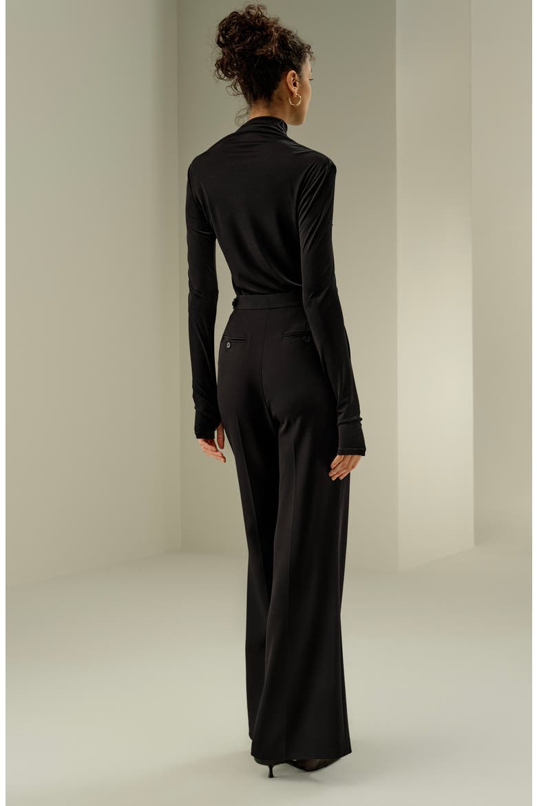Women's Silk Jersey Slim Fitted Long Sleeve Top, Alternate, color, Black