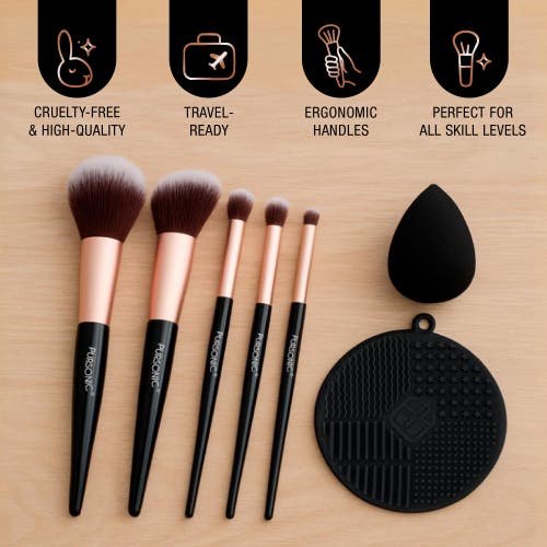 Pursonic Complete Glam 7-piece Makeup Brush Set In Black