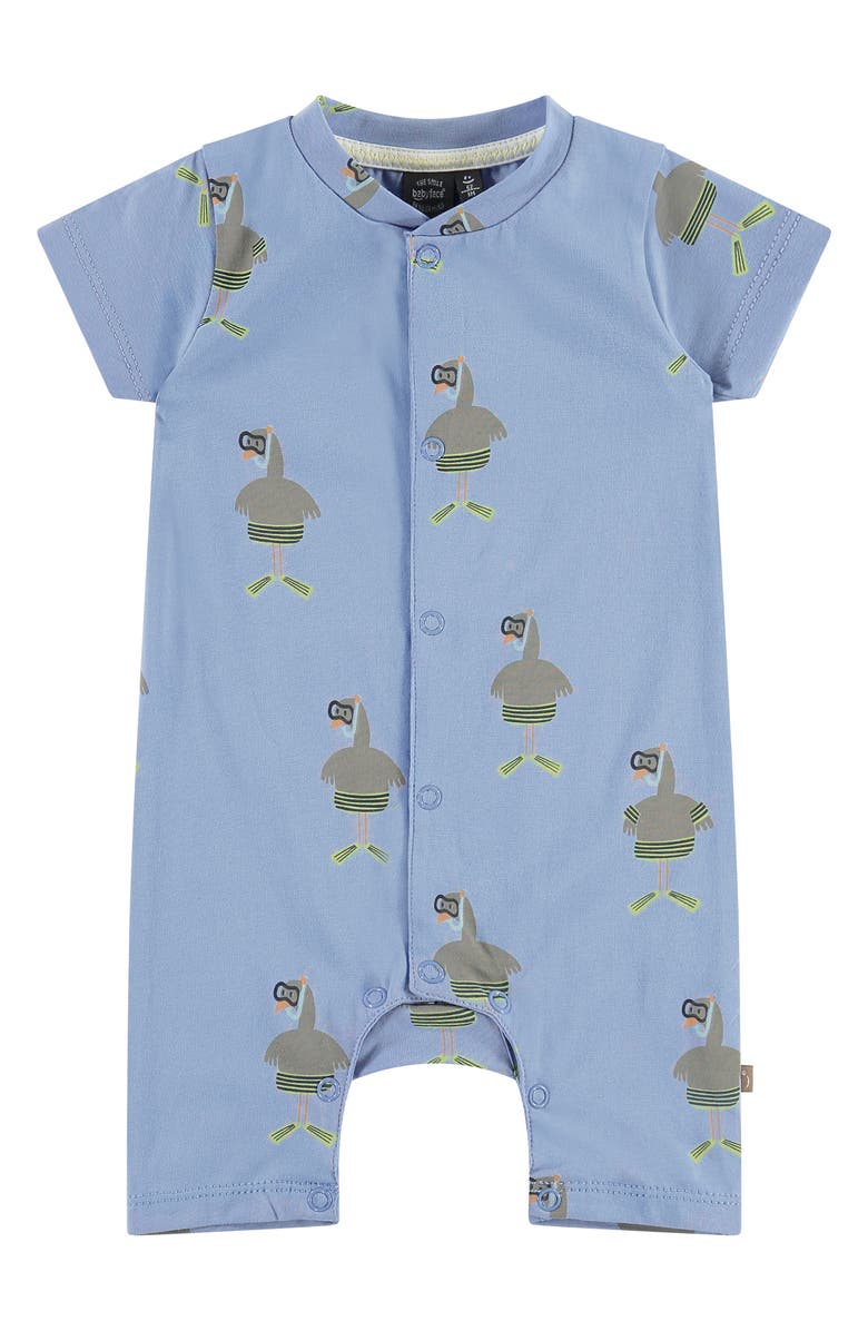 BABYFACE Print Stretch Cotton Romper, Main, color,