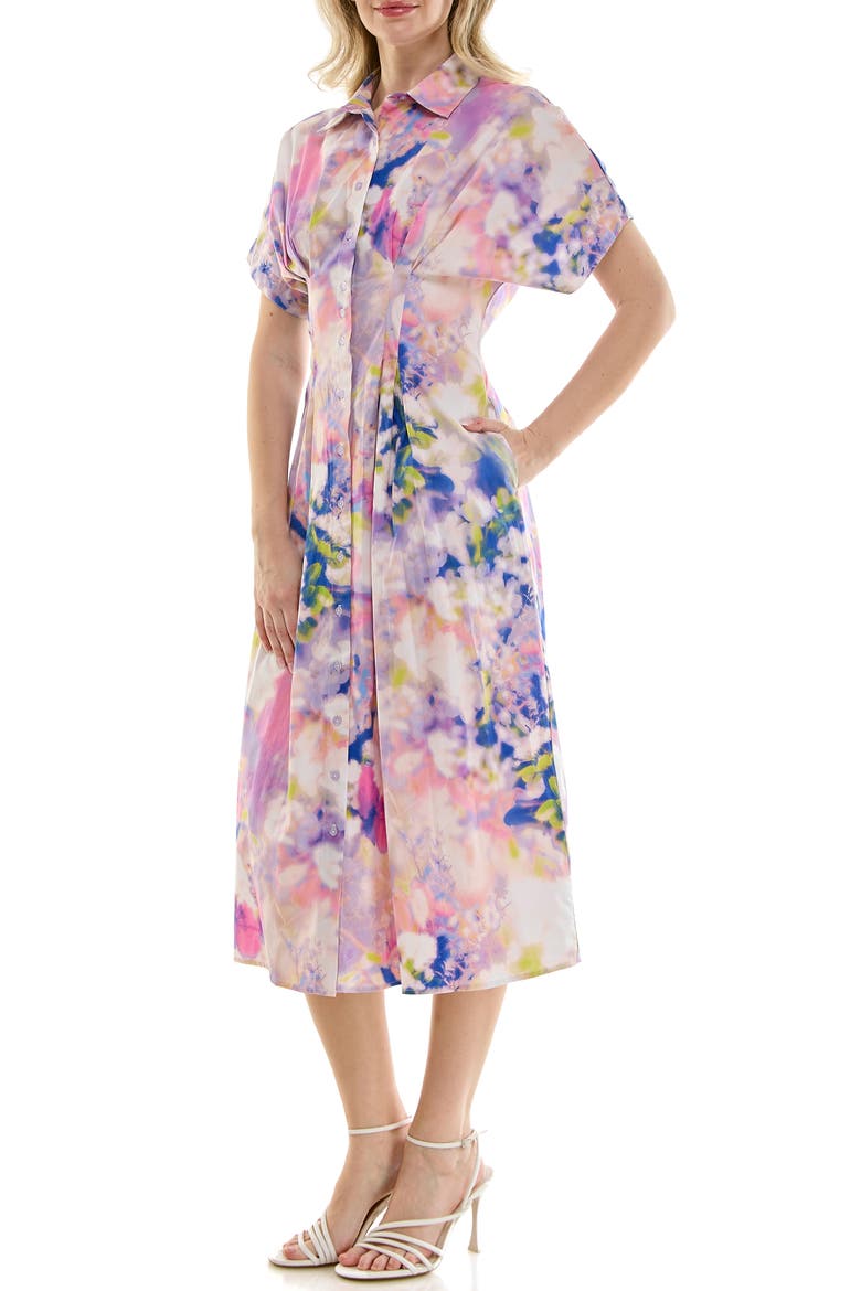 Pintuck Waist Midi Shirtdress, Alternate, color, DREAMSCAPE