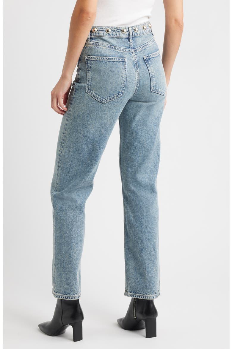 Topanga Studded High Waist Straight Leg Jeans, Alternate, color, DESERT SKY STUDDED