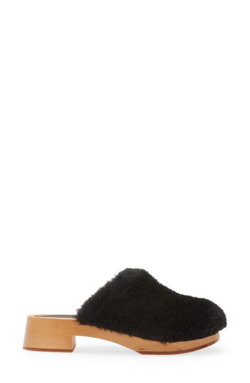 Swedish Hasbeens Fluff Genuine Shearling Clog In Black