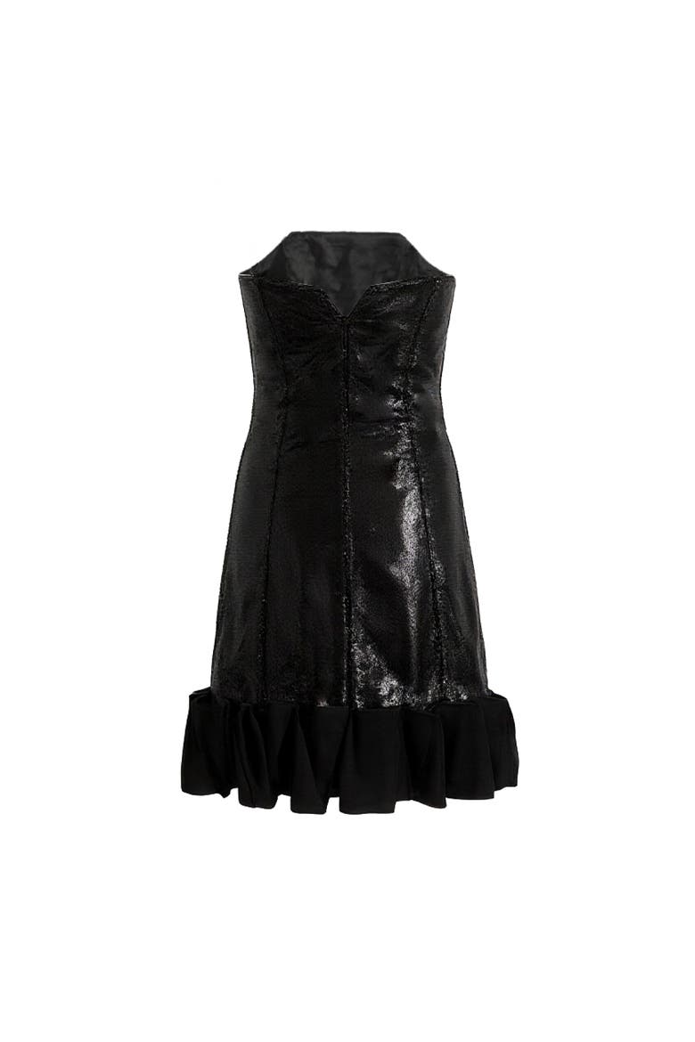 Satin Strapless Dress, Alternate, color, Black