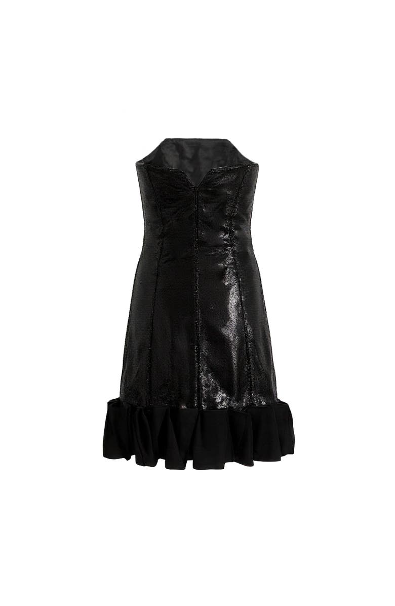 Tulleen Satin Strapless Dress, Alternate, color, Black