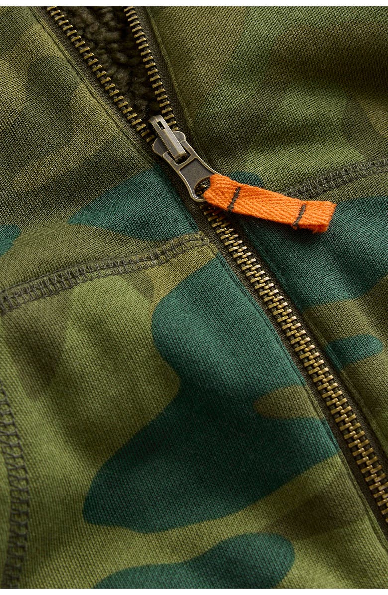 Mini Boden Kids' Fleece Lined Zip Hoodie, Alternate, color, Camo