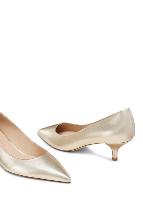Stuart Weitzman Stuart Metallic Leather Kitten-heel Pumps In Light Gold.