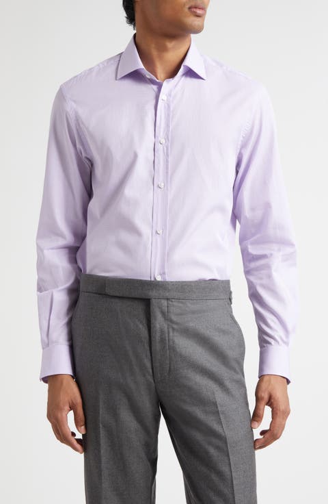 Aston Lavender Cotton Button-Up Shirt