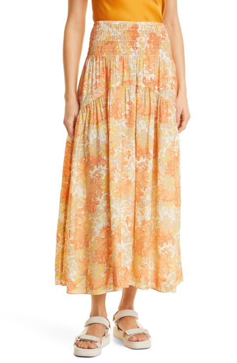 Garden Smocked Tiered Maxi Skirt