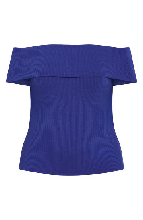 Shop City Chic Jessa Off The Shoulder Knit Top In Cobalt