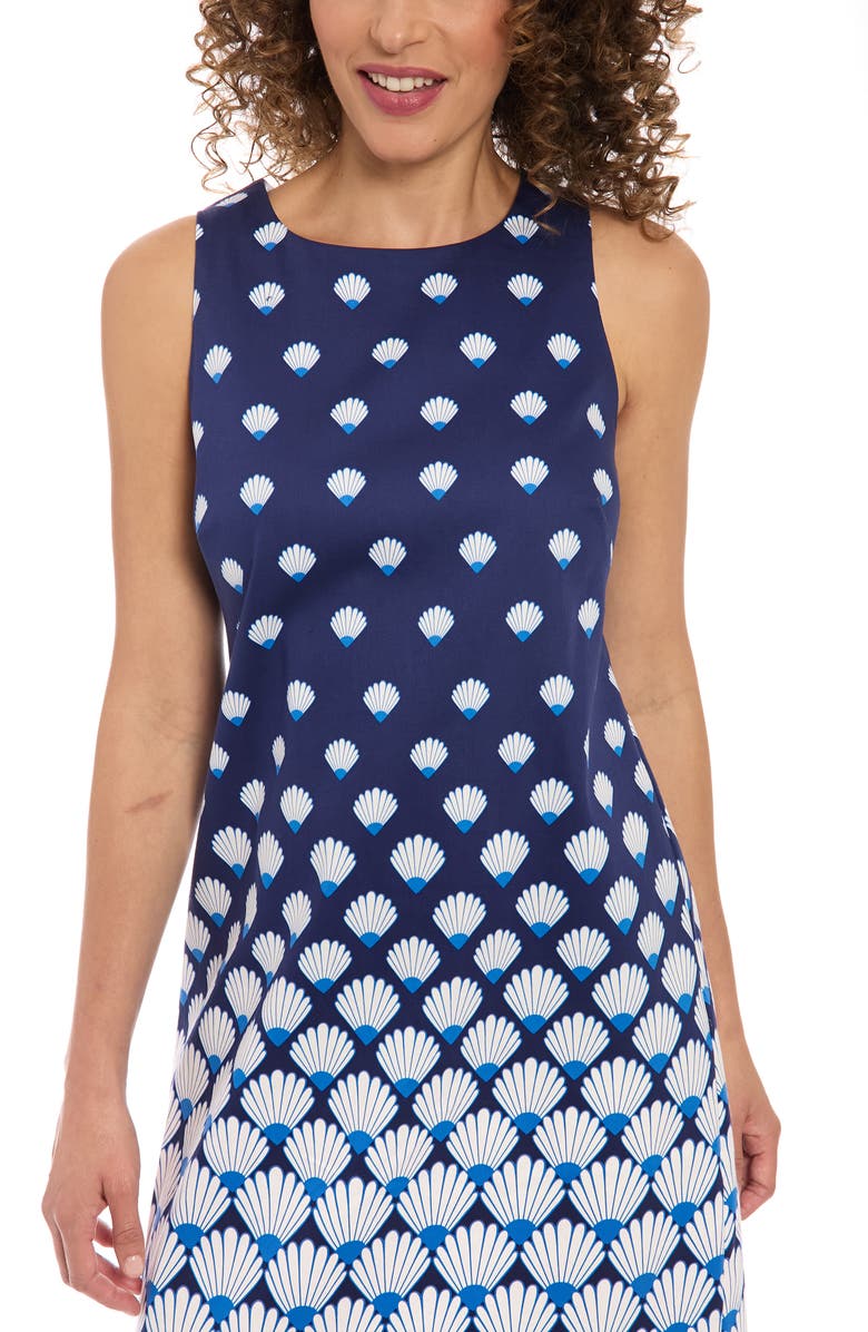 London Times Sateen Shift Dress, Alternate, color, Navy/ White