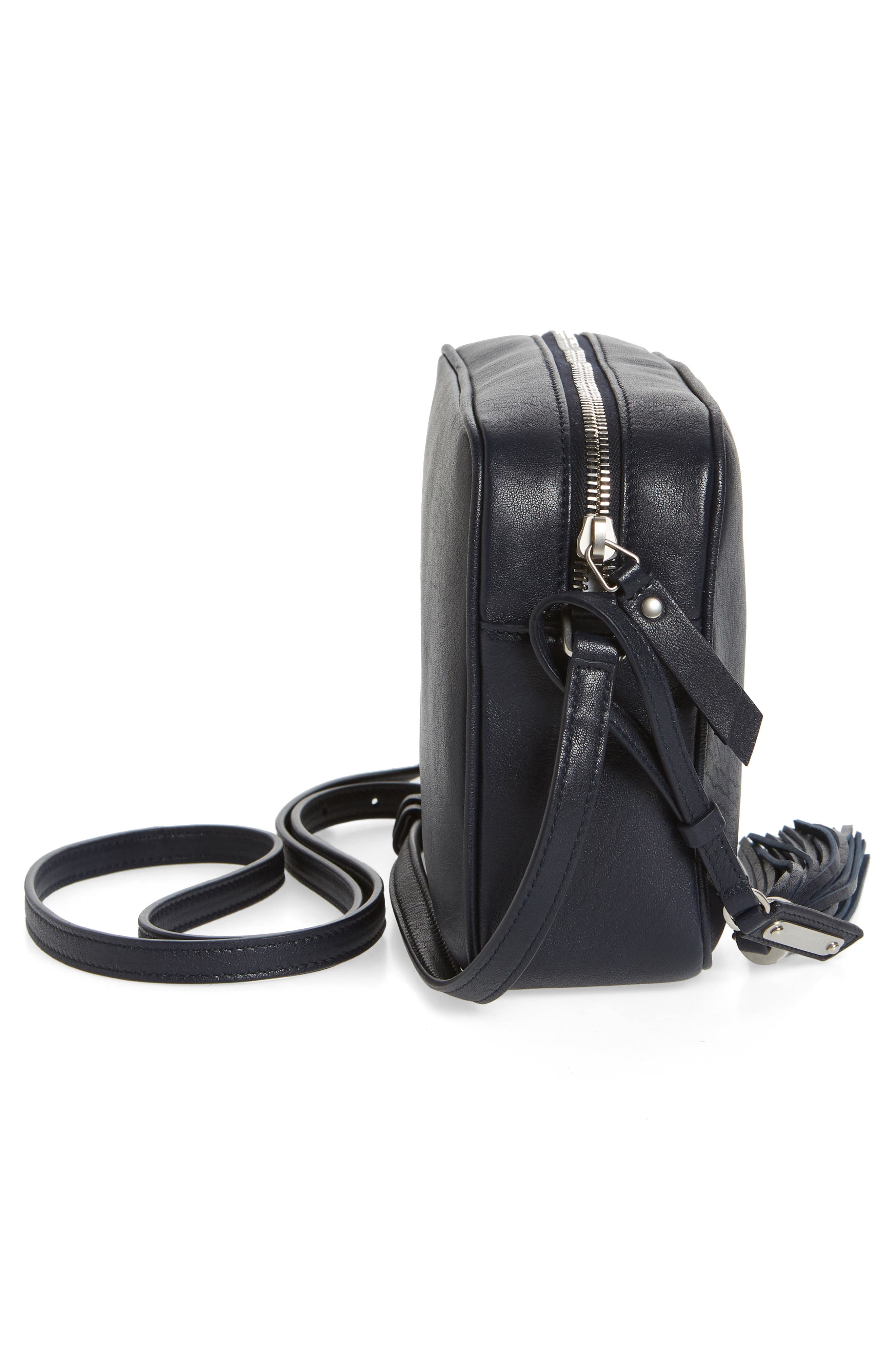 Small Mono Leather Camera Bag, Alternate, color, DEEP MARINE