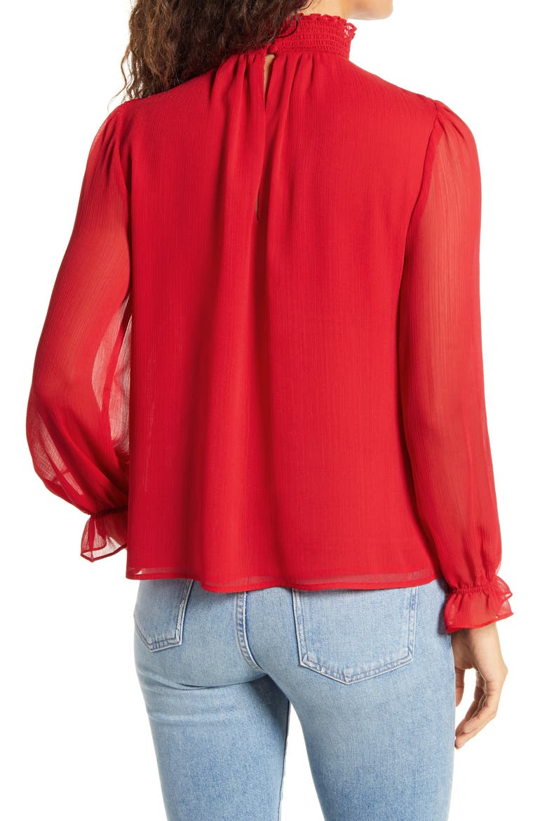 Smocked Neck Blouse, Alternate, color, ROSSO