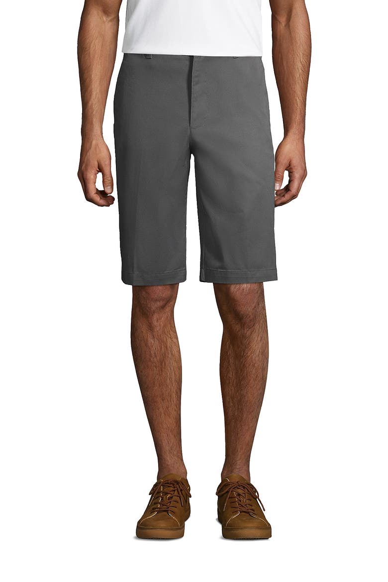 School Uniform Young  Plain Front Blend Chino Shorts, Main, color, Arctic Gray