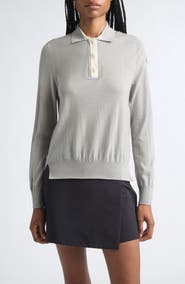 Moncler Wool Long Sleeve Polo