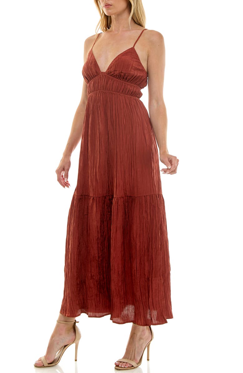 Socialite Cami Empire Waist Tiered Maxi Dress, Alternate, color, Deep Rust