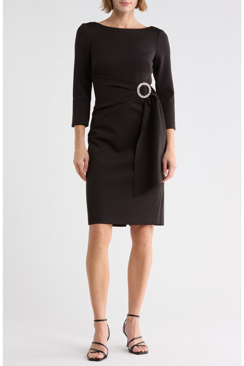 Sashed Sheath Dress, Main, color, BLACK