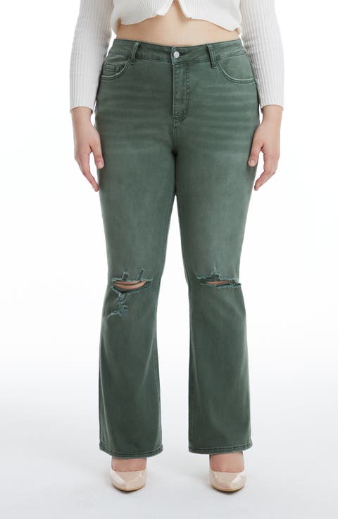 Emily High Waist Distressed Flare Leg Jean