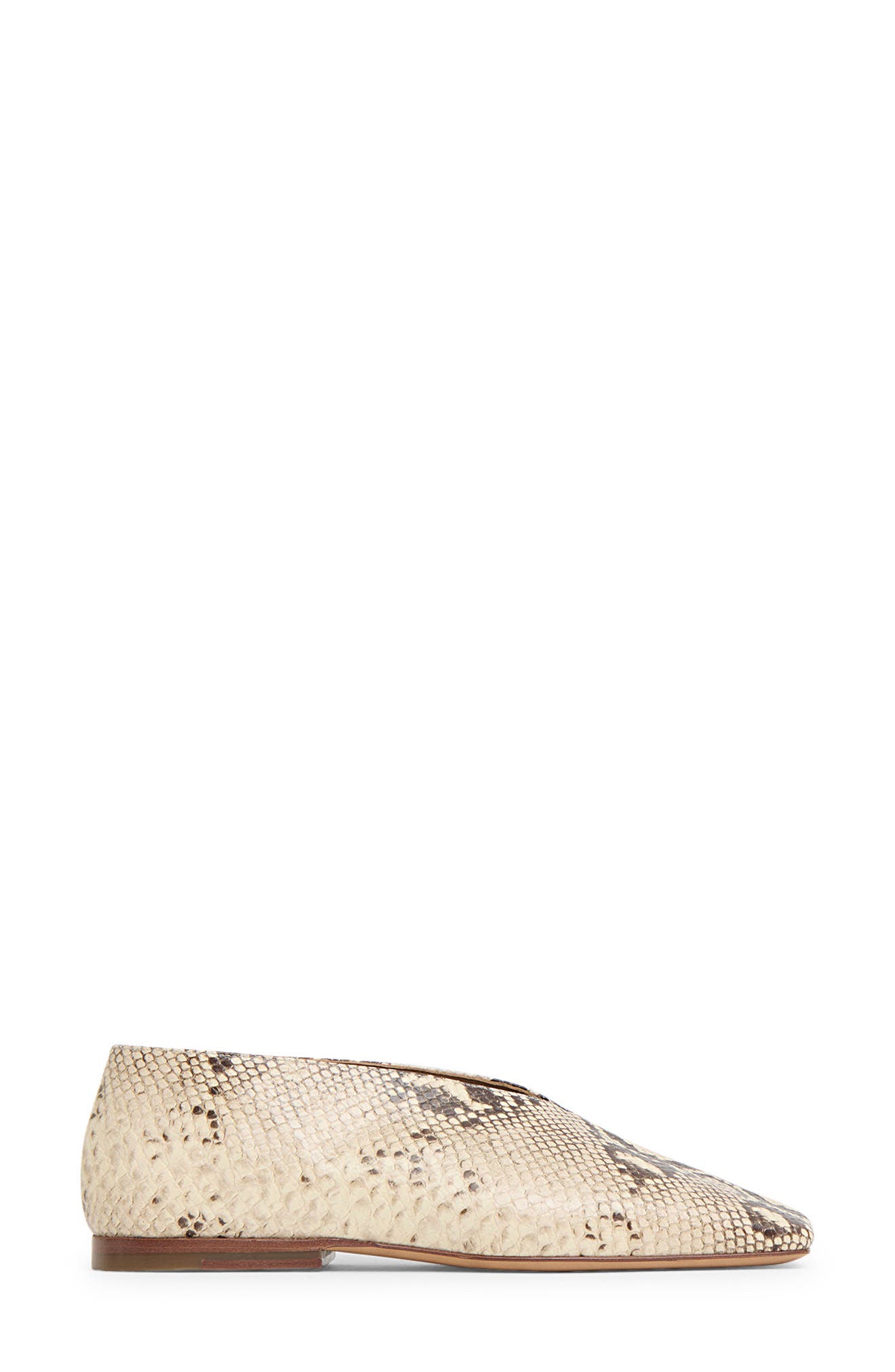 Mansur Gavriel Snakeskin Embossed Square Toe Flat, Alternate, color, 