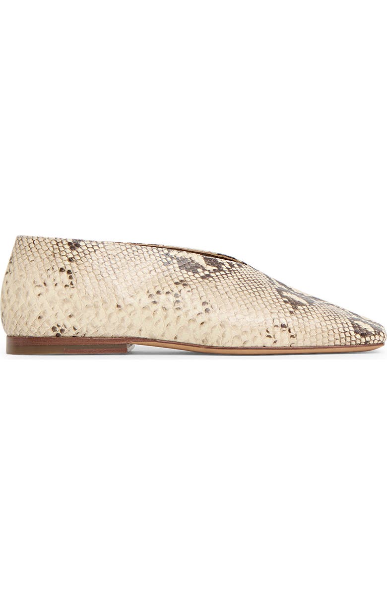 Mansur Gavriel Snakeskin Embossed Square Toe Flat, Alternate, color,