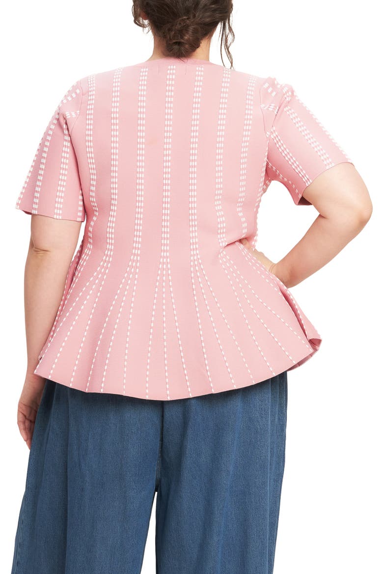 Peplum Sweater Top, Alternate, color, PINK/ WHITE