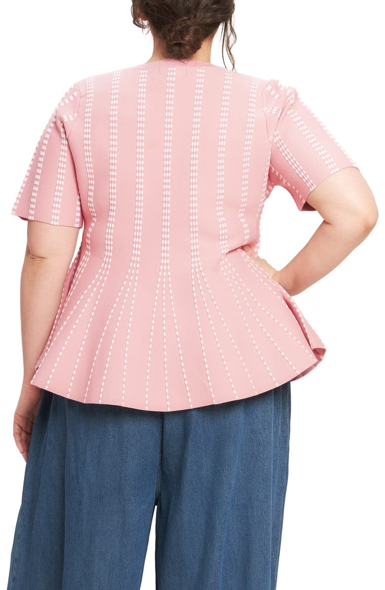 FLYING TOMATO Peplum Sweater Top, Alternate, color, Pink/ White