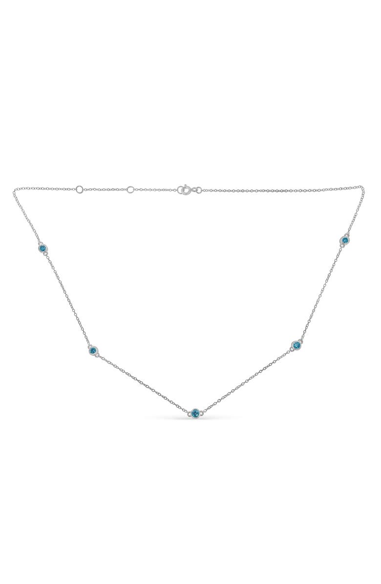 Haus of Brilliance Silver 1/2 Cttw Treated Blue Diamond Bezel Station Necklace, Main, color, White