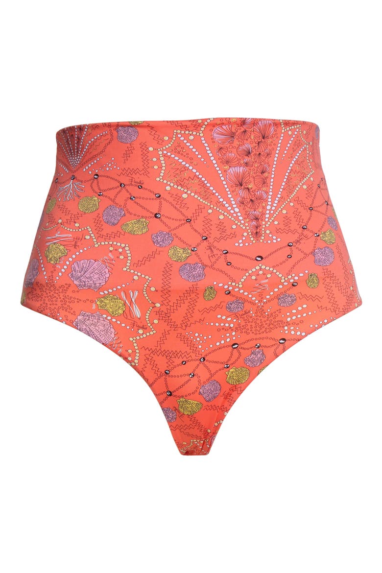 Conch Print High Waist Bikini Bottoms, Alternate, color, 068 CORAL
