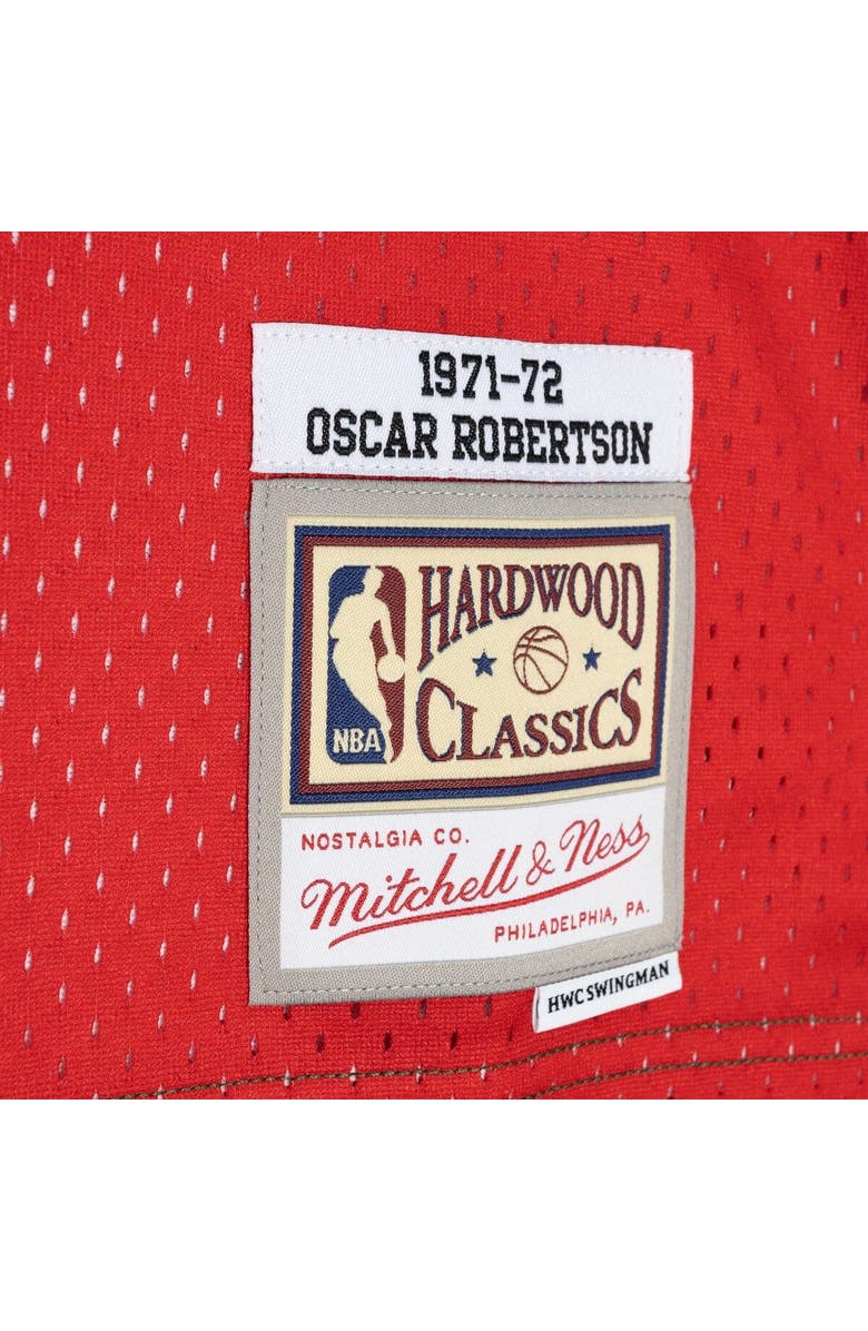 Mitchell & Ness Men's Mitchell & Ness Oscar Robertson Green/Red Milwaukee Bucks Hardwood Classics 1971/72 Split Swingman Jersey, Alternate, color, 