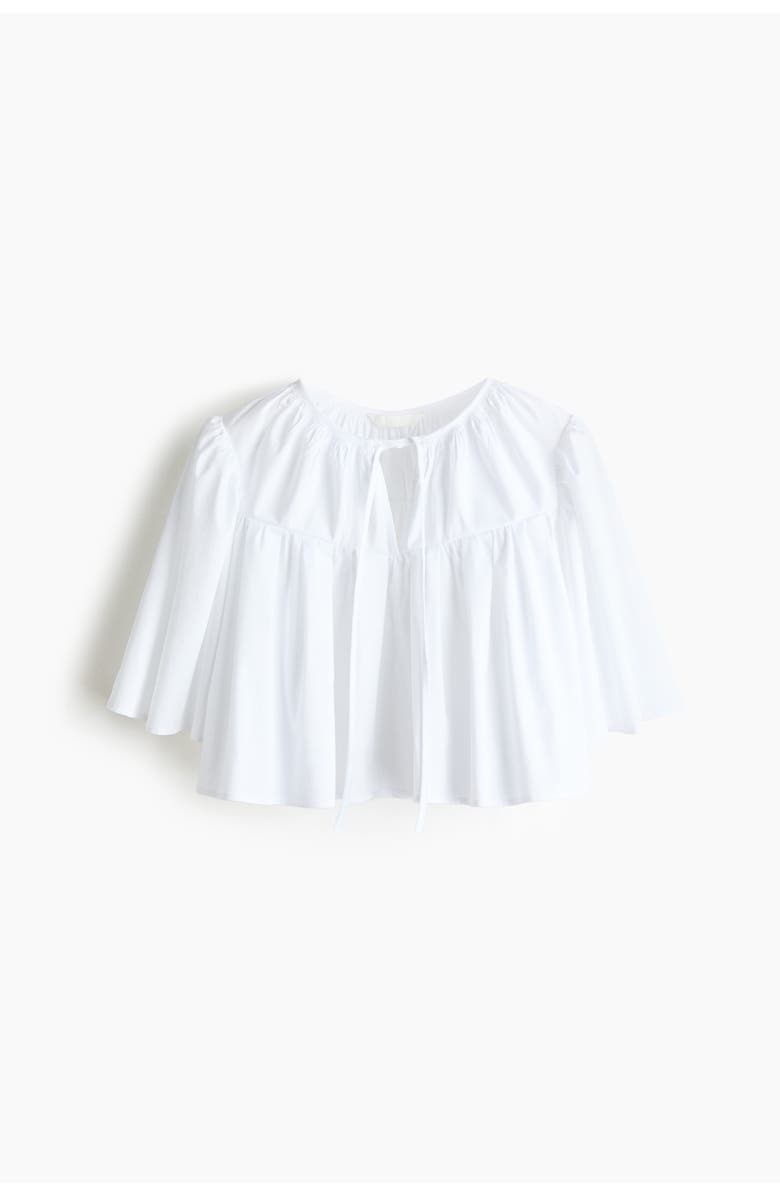 H&M Cropped Cotton Blouse, Main, color, White