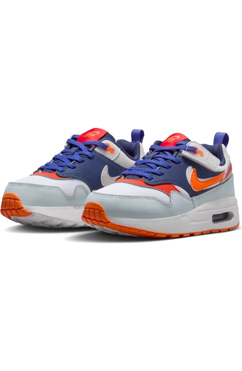 Nike Kids' Air Max 1 EasyOn Sneaker, Main, color, Light Silver/ Orange/ Navy