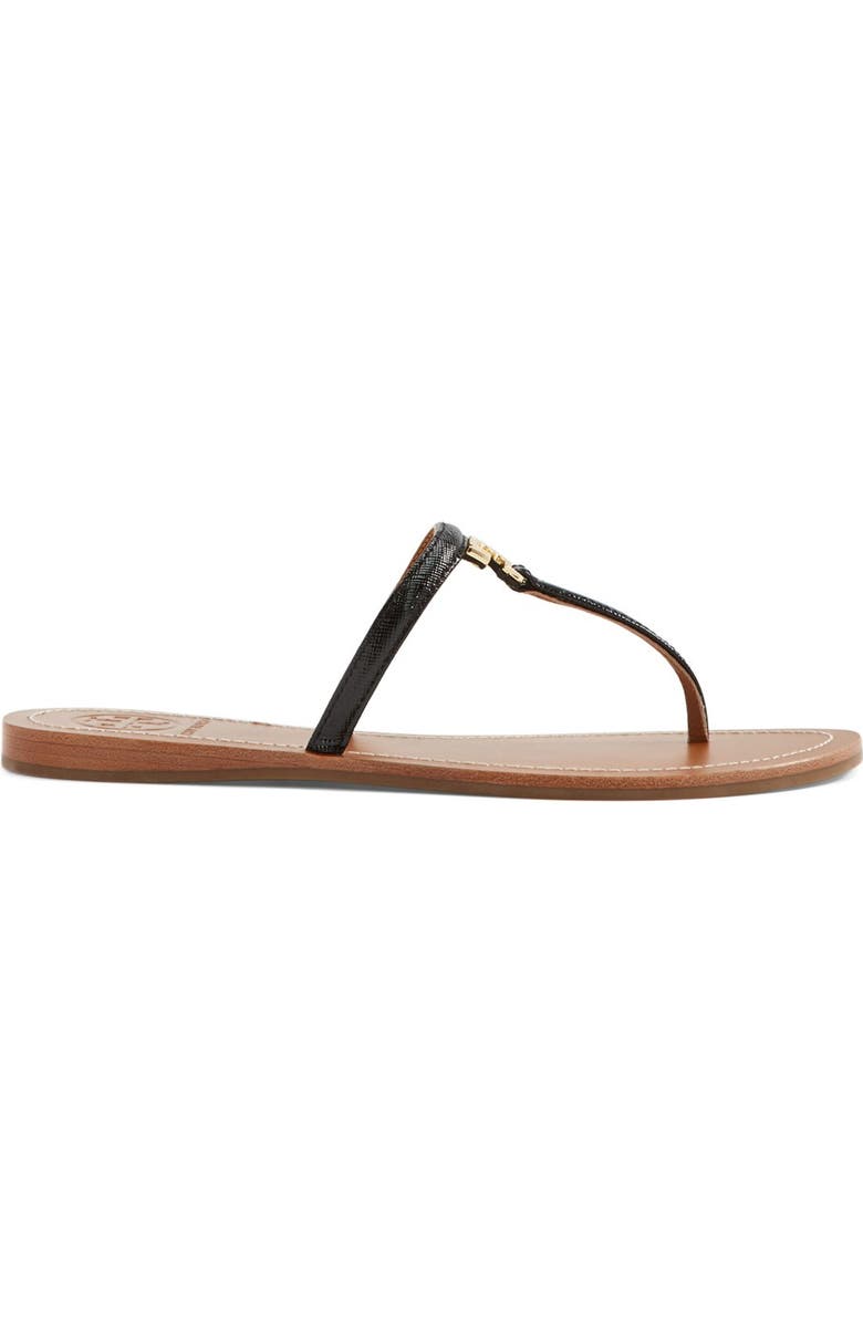 Tory Burch 'T' Logo Leather Thong Sandal, Alternate, color,