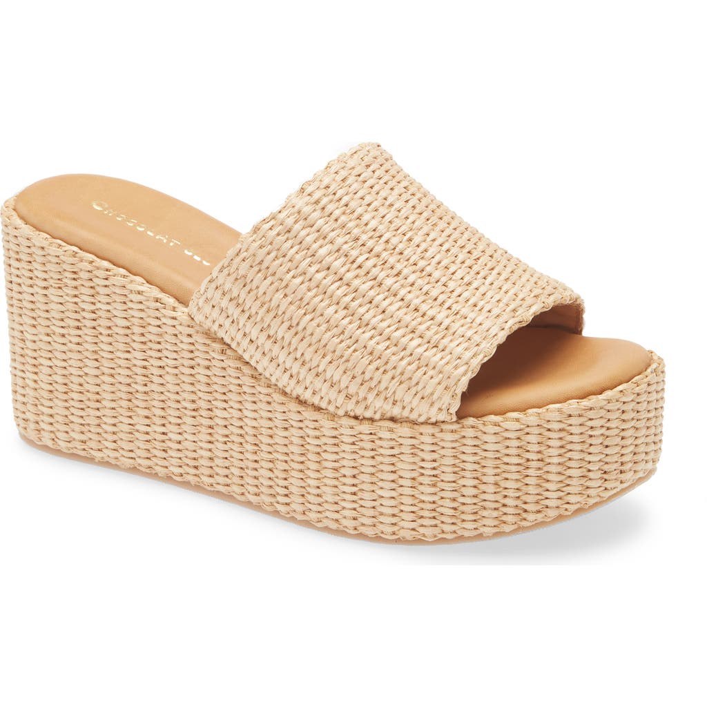 Chocolat Blu Jam Platform Wedge Sandal In Natural Raffia