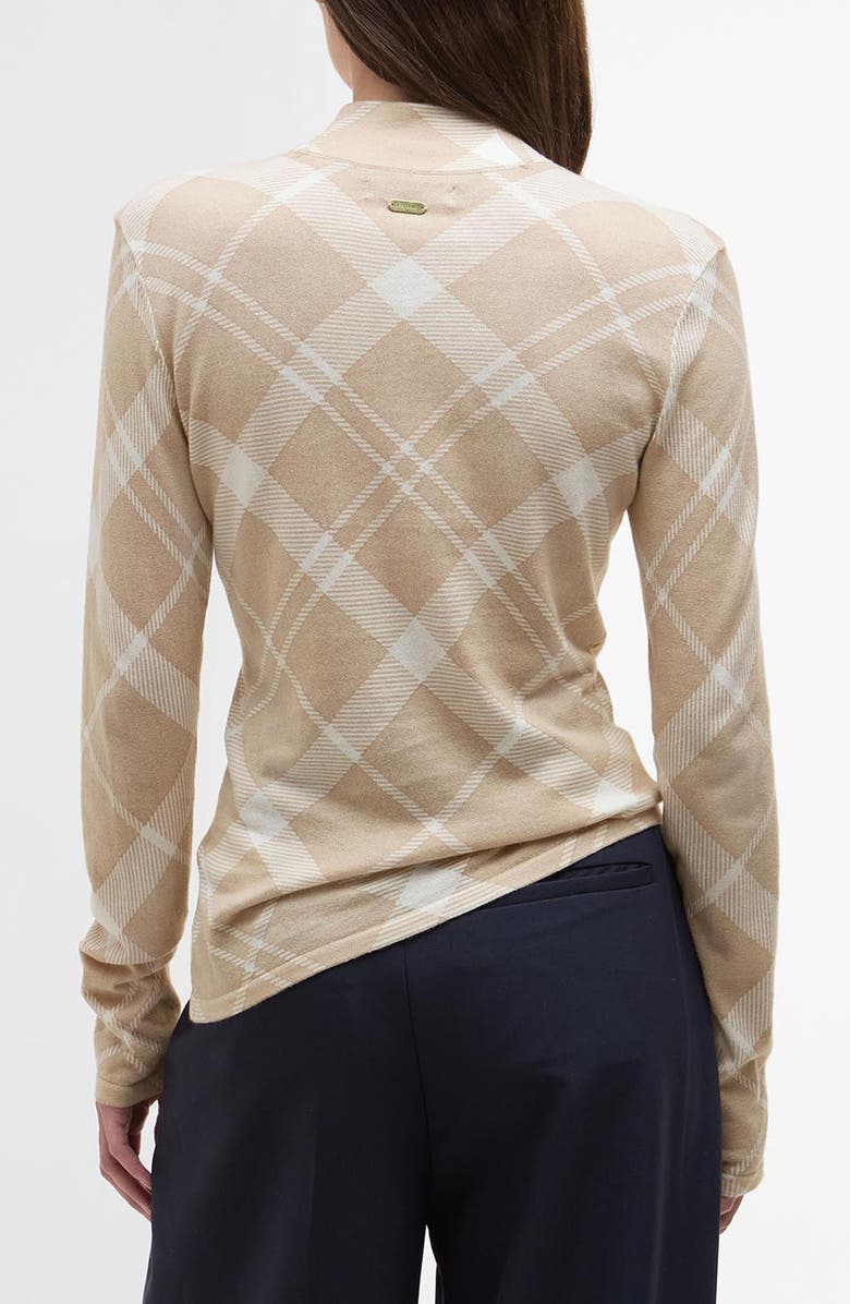 Barbour Savannah Plaid Mock Neck Cotton Sweater, Alternate, color, Beige