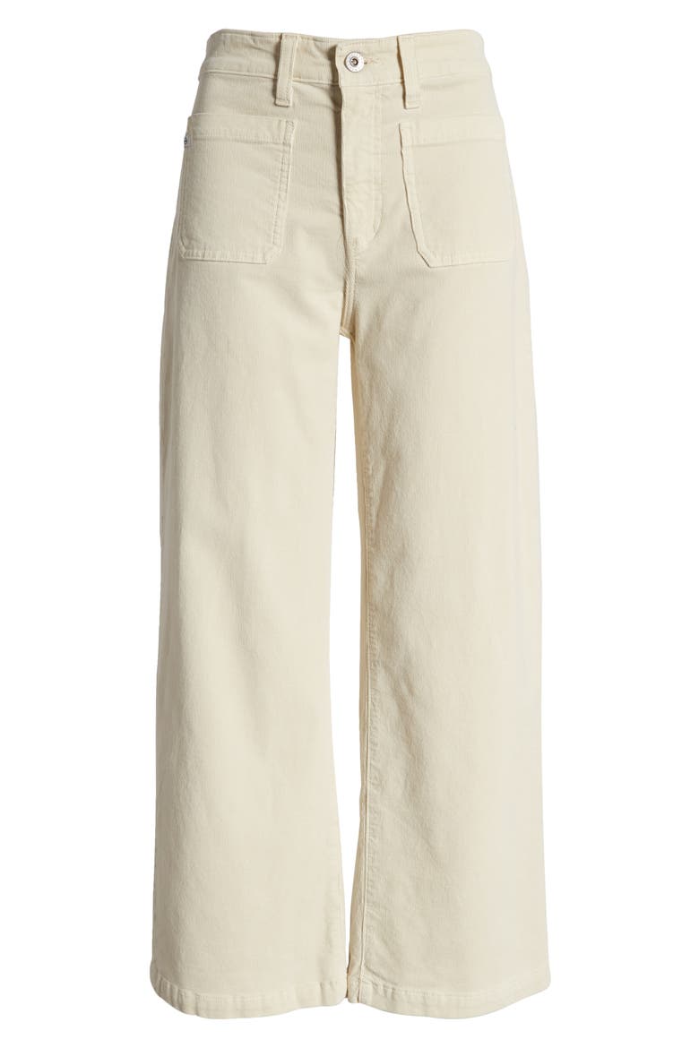 Kassie Patch Pocket High Waist Ankle Wide Leg Corduroy Pants, Alternate, color, SULFUR CREAM FR