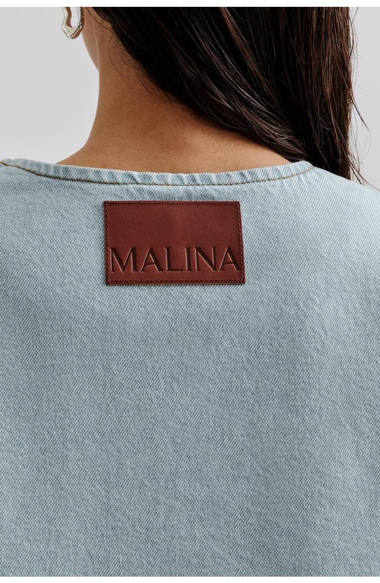 Malina Elowen Cropped Long Sleeve Denim Jacket, Alternate, color, Unwashed Dark Blue