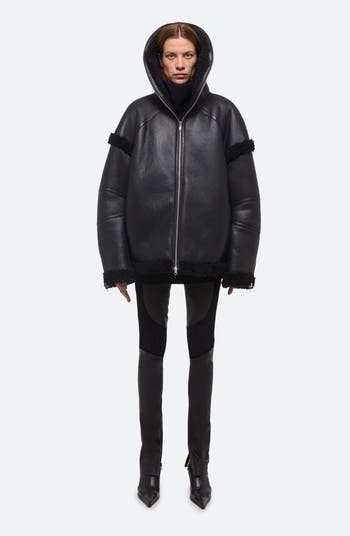 Helmut Lang Apex Hooded Reversible Genuine Shearling & Leather
