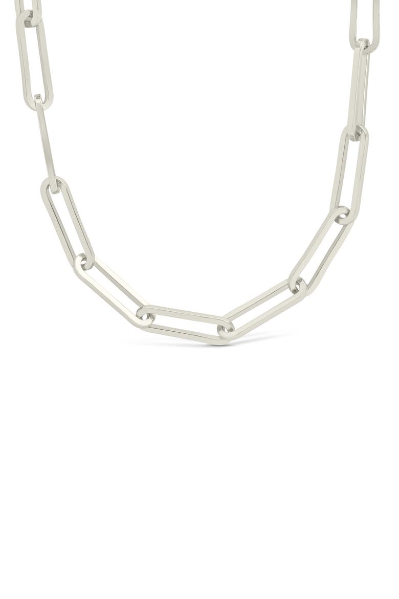 Paper Clip Chain Necklace, Alternate, color, SILVER