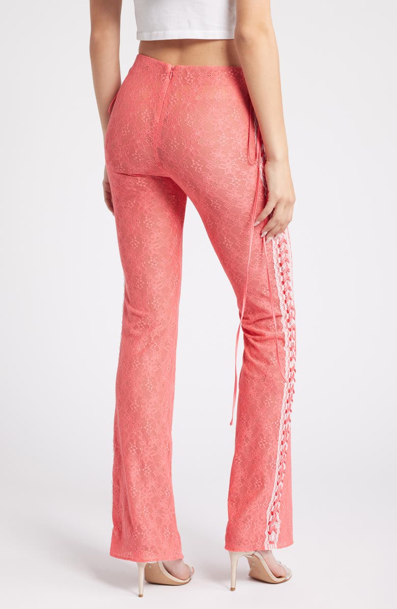 Mistress Rocks Floral Lace Lace-Up Pants, Alternate, color, Grapefruit