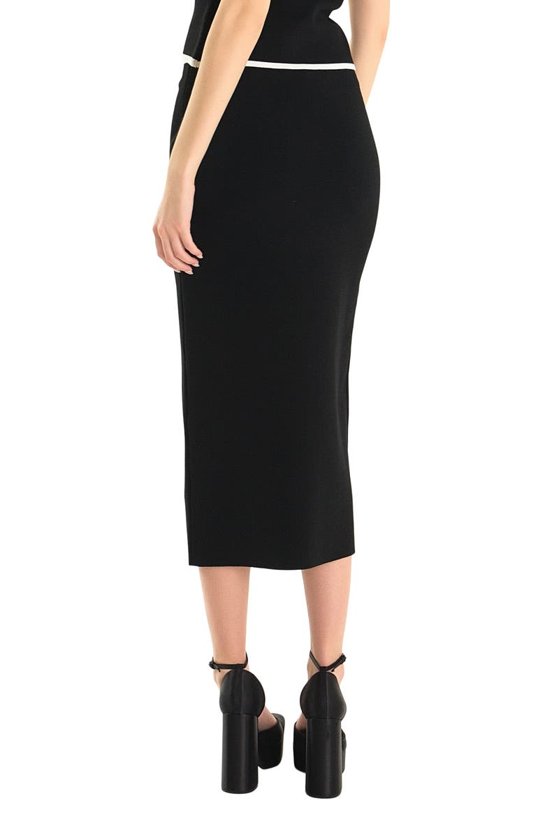 Contrast Front Slit Maxi Sweater Skirt, Alternate, color, BLACK/ IVORY