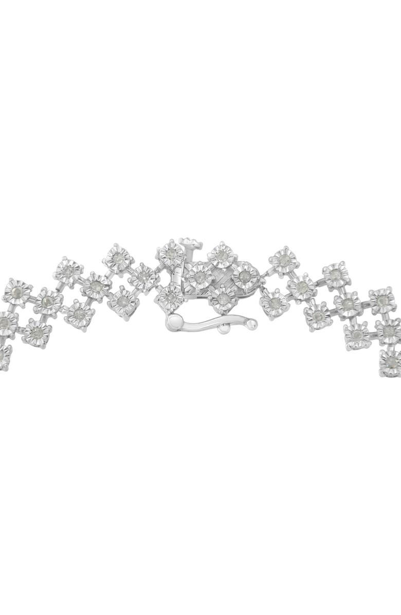 Haus of Brilliance Silver 1.0 cttw Miracle-Set Round Diamond "Zig Zag" Link Bracelet, Alternate, color, White