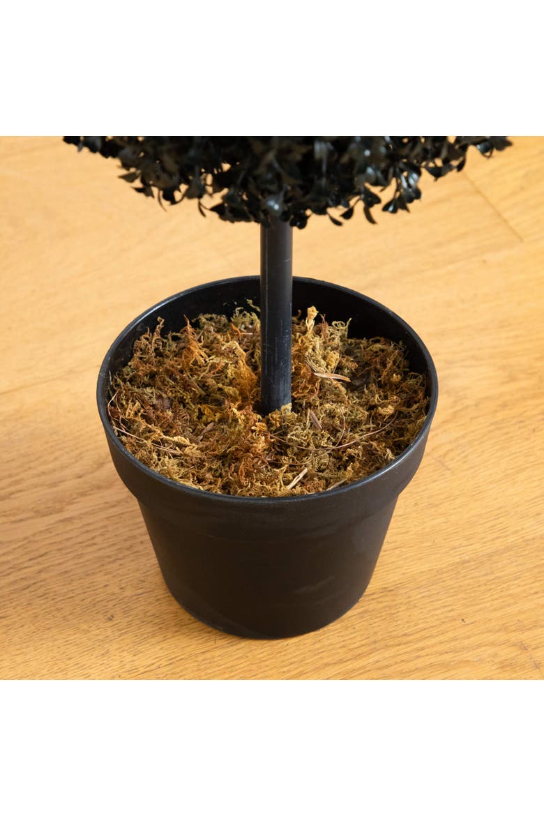 4-ft UV Resistant Artificial Halloween Black Triple Ball Boxwood Topiary, Alternate, color, Black