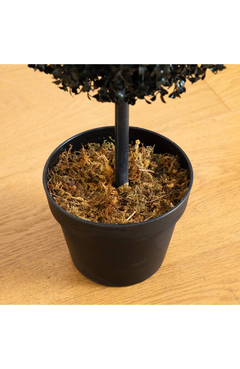 NEARLY NATURAL 4-ft UV Resistant Artificial Halloween Black Triple Ball Boxwood Topiary, Alternate, color, Black