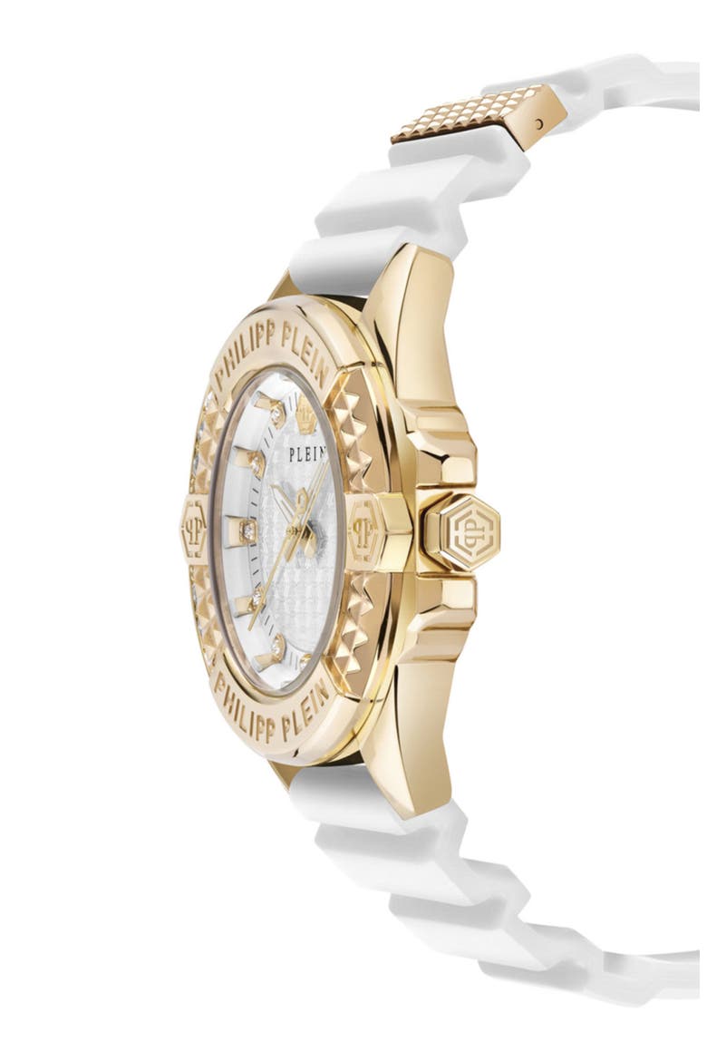 Plein Majesty Silicone Strap Watch, 38mm, Alternate, color, GOLD1