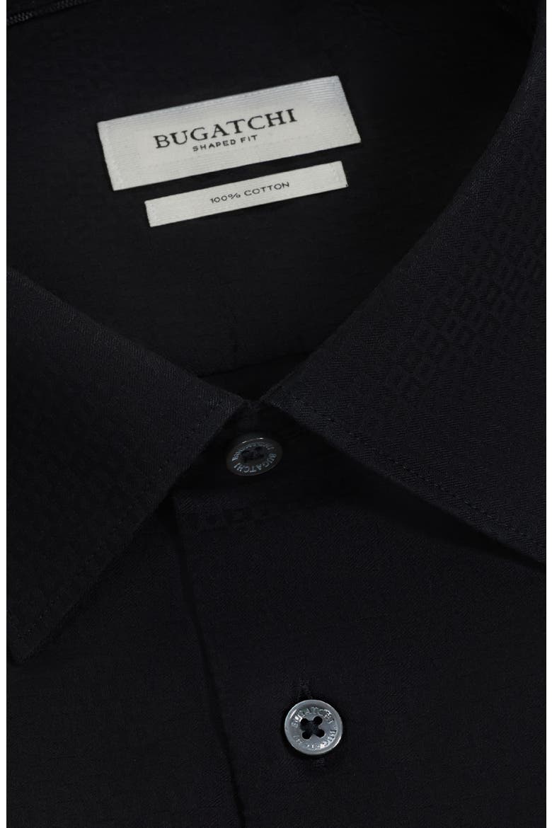 Julian Shaped Fit Solid Jacquard Button-Up Shirt, Alternate, color, BLACK